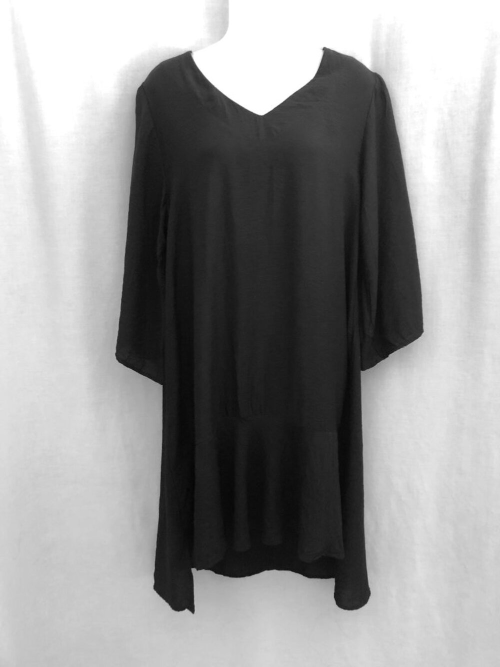 Chalet Witchy Black Midi Dress High Low Hem Angel Sleeves Whimsigoth